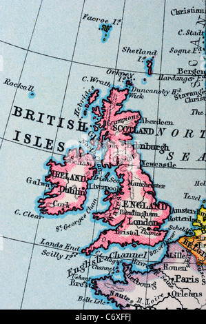 Ancienne carte des Îles Britanniques Banque D'Images