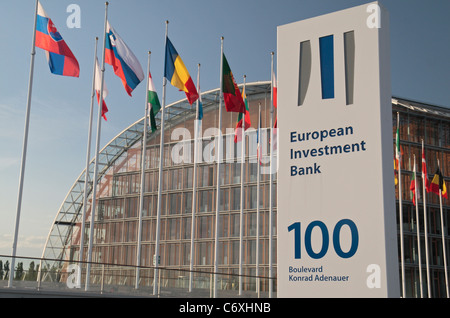 La Banque européenne d'investissement (BEI) des bureaux à Luxembourg. Il a été créé en 1958 par le traité de Rome. Banque D'Images