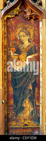 North Elmham, Norfolk, jubé, St. Petronella maintenant la touche à la porte céleste, fille de St .Peter femme saint saints Banque D'Images