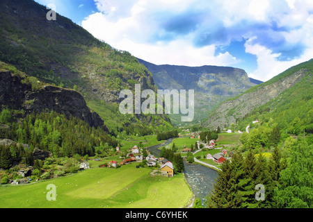 Beau paysage norvégien prises à Aurland, Flam. Banque D'Images
