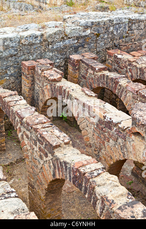 Hypocauste des thermes de la paroi (Thermae) à Conimbriga, le mieux conservé des ruines de la ville romaine au Portugal. Banque D'Images