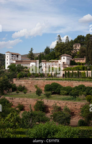 Les jardins du Generalife, Granada, Espagne Banque D'Images