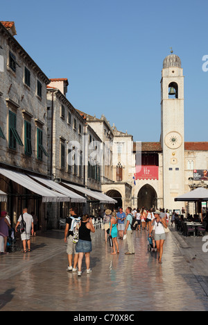 La rue principale de la vieille ville de Dubrovnik - Stradun Banque D'Images