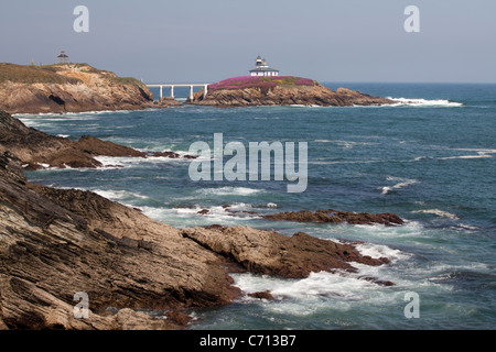 Phare de Illa Pancha, Ribadeo, Lugo, Galice, Espagne Banque D'Images