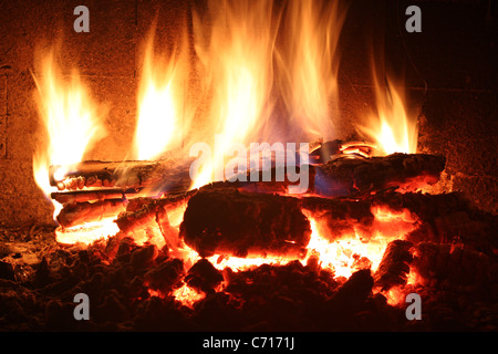 Les flammes de feu de close up Banque D'Images