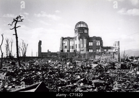 HIROSHIMA, JAPON, après l'attaque de la bombe atomique du 8 août 1945, montrant le Genbaku Banque D'Images
