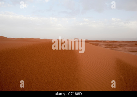 Les dunes de sable du Sahara de l'Erg Chigaga, dans le sud du Maroc. Banque D'Images