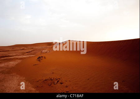 Les dunes de sable du Sahara de l'Erg Chigaga, dans le sud du Maroc. Banque D'Images