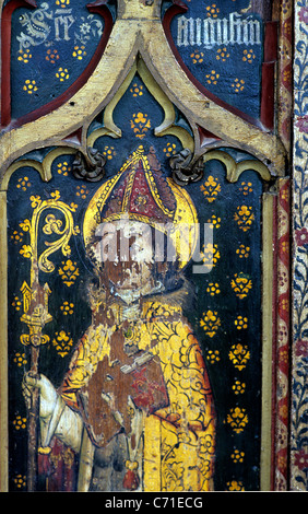 Cawston, Norfolk, jubé. Saint Augustin, évêque d'Hippone, un des quatre docteurs de l'Eglise latine saint saints hommes Banque D'Images
