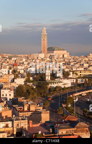 Mosquée Hassan II, la troisième plus grande mosquée du monde, Casablanca, Maroc, Afrique du Nord Banque D'Images