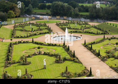 Des / vue aérienne / photographie du jardin privé à Hampton Court Palace, au Royaume-Uni. Banque D'Images