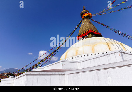 À Bodhnath stupa bouddhiste, Katmandou, Népal Banque D'Images