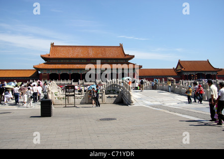 Cinq ponts à la première cour, la Cité Interdite, Pékin, Chine. Banque D'Images