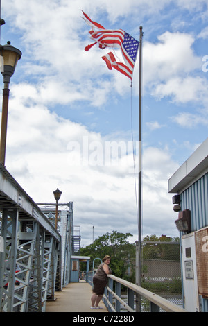 La rivière Passaic inondée après l'ouragan Irène a frappé le nord du New Jersey le 28 août 2011. Banque D'Images