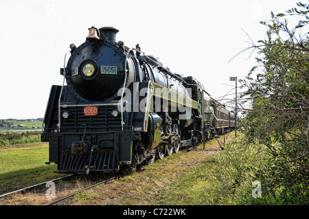 La locomotive à vapeur 6060 arrêté à Big Valley, en Alberta, Canada. Banque D'Images