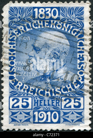Autriche - 1910 : timbre imprimé en Autriche, est dédiée à son 80 e anniversaire de François-Joseph Banque D'Images
