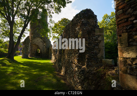 Les ruines de l'église St Mary à Kirby Bedon à Norfolk, en Angleterre. Banque D'Images