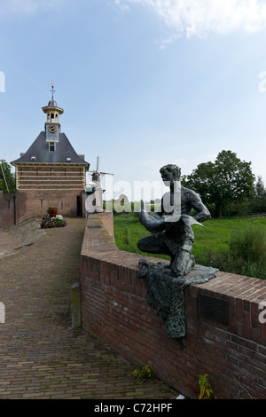 Statue du pêcheur de saumon, Gorinchem, Pays-Bas Banque D'Images