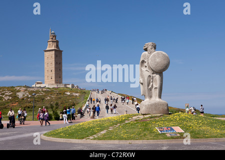 Tour de guet d'Hercule - Torre de Hercules -, Parc de La Tour, La Corogne, Galice, Espagne Banque D'Images