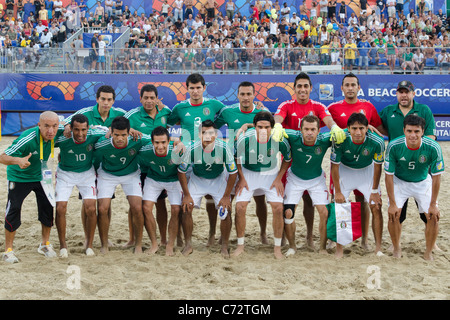 Groupe de l'équipe du Mexique pour le line-up : Beach Soccer Coupe du Monde de Beach Soccer de la FIFA 2011 Ravenna-Italy. Banque D'Images