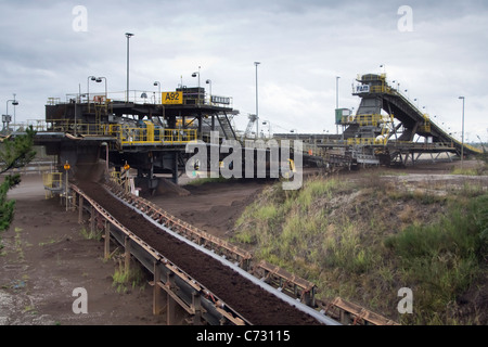 Brown coal mines à ciel ouvert, l'Welzow, exploité par Vattenfall, à l'ouest de Spremberg, Lausitz, Brandebourg, Allemagne Banque D'Images