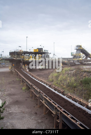 Brown coal mines à ciel ouvert, l'Welzow, exploité par Vattenfall, à l'ouest de Spremberg, Lausitz, Brandebourg, Allemagne Banque D'Images