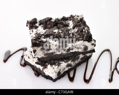 Chocolat et crème glacée à la vanille cake Banque D'Images