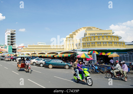 Psar Thmei marché central de Phnom Penh au Cambodge Banque D'Images