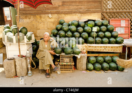 Vendeur de pastèque au Caire Egypte Banque D'Images