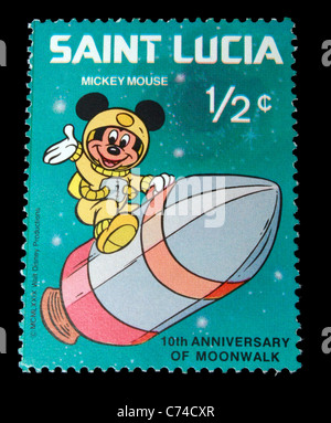 Saint Lucia montrant des timbres du personnage de Walt Disney Mickey Mouse Banque D'Images