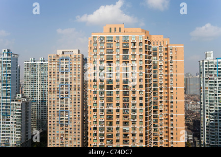 Les immeubles à appartements dans le centre de Shanghai, Shanghai, Chine Banque D'Images