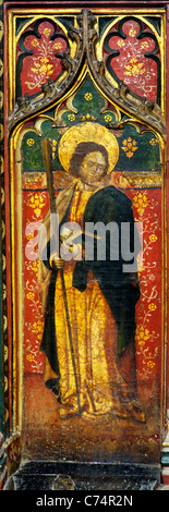 Cawston, Norfolk, jubé. Saint Simon, écrans médiévale anglaise peintures peinture panneaux panneau peint église England UK Banque D'Images