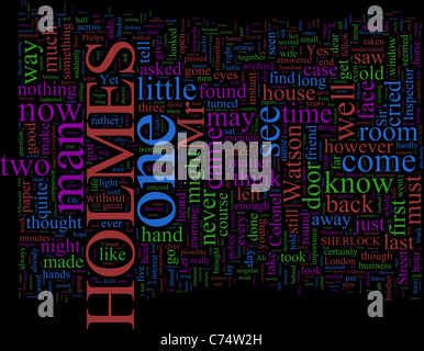 Nuage de mots basé sur Arthur Conan Doyle, Holmes Romans Banque D'Images