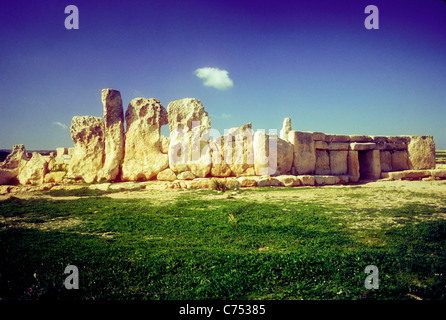 Hagar Qm, temple néolithique, Malte Banque D'Images