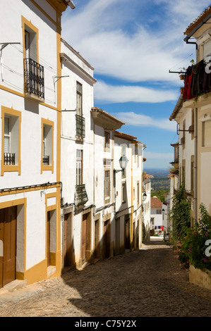 Le Portugal, l'Alto Alentejo, Castelo de Vide street dans le quartier de la vieille ville Judaria Banque D'Images