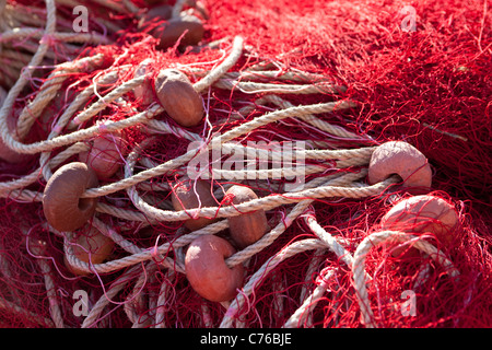 Filets de pêche sur le quai Ajaccio Corse Banque D'Images