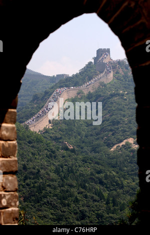 Grande Muraille de Chine à Badaling, vu de tour de garde Banque D'Images