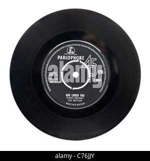 1963 original d'abord appuyer sur de 'Sil vous aime' par les Beatles (Parlophone R5055) Banque D'Images
