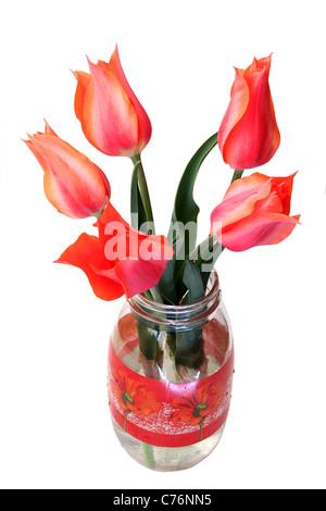 Bouquet de tulipes dans un pot Banque D'Images