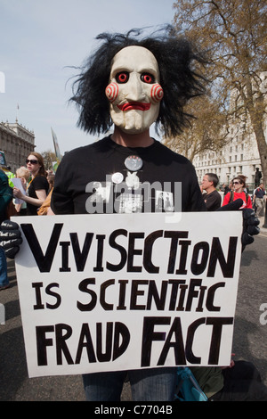 L'Angleterre, Londres, Whitehall, manifestation pour les droits des animaux Banque D'Images