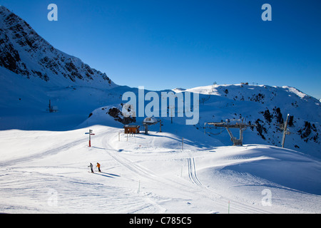 Voir en haut du téléski de Chenus à Courchevel Meribel, Courchevel 1850 vers, France. Banque D'Images