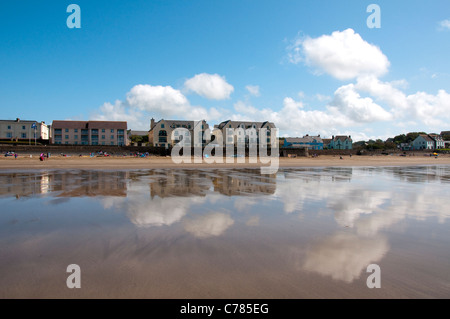 Large plage de paradis dans Pembrokeshire, Pays de Galles, Royaume-Uni Banque D'Images