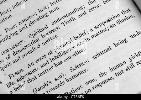 Définition de la Science chrétienne de 'Chair' dans "la science et santé" par Mary Baker Eddy Banque D'Images