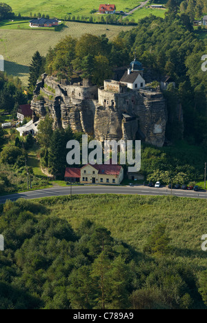 Rocky château Sloup, Novy Bor, République Tchèque Banque D'Images