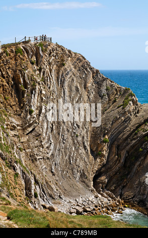 Le trou de l'escalier, Rock strata sur la côte jurassique, Dorset, Angleterre Banque D'Images