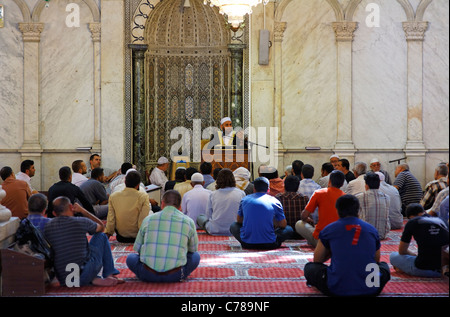 Sermon à l'intérieur de la mosquée des Omeyyades, Damas, Syrie Banque D'Images