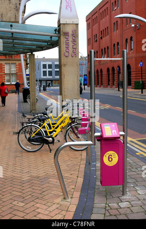 Location de voitures à Blackpool, la dernière idée de l'environnement pour les déplacements dans les villes Banque D'Images