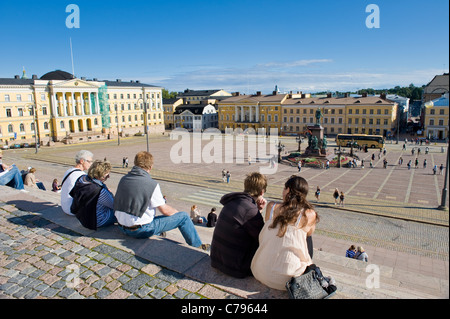 Les touristes à Helsinki Banque D'Images