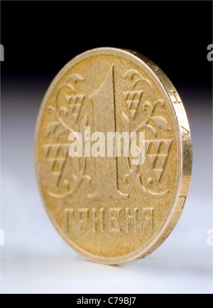 Hryvnia ukrainien coin une volute Banque D'Images