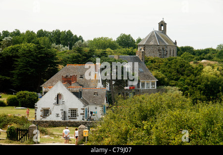 Îles Chausey, Marin Marie house, chapelle (Manche, Basse-Normandie, France). Banque D'Images